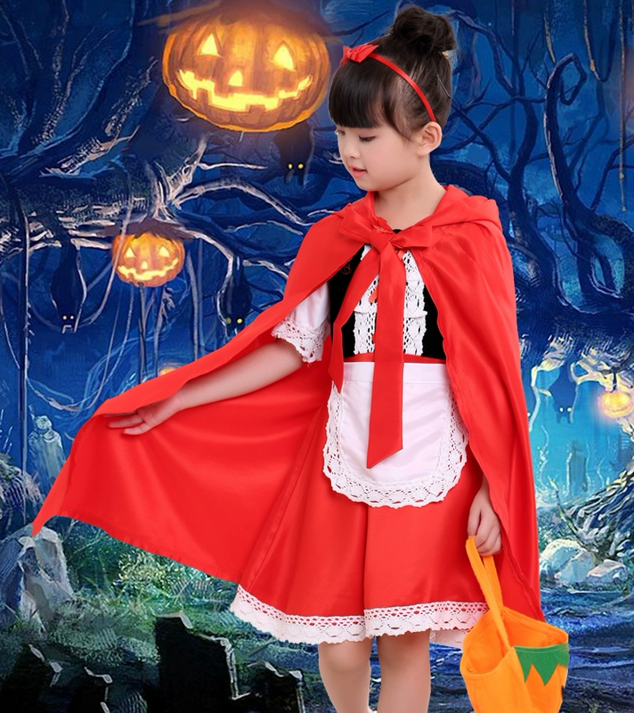 Mới Halloween Cô gái nhỏ Red Red Hood Trang phục Phù thủy Áo choàng Áo choàng ma cà rồng Trang phục ma cà rồng shop bán đồ hóa trang trẻ em