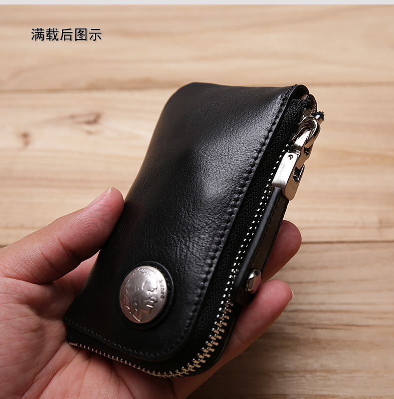 Retro nam giới và phụ nữ công suất lớn da túi chìa khóa eo padlock Bao Đầu lớp da bò xe điều khiển từ xa gói thẻ gói túi đựng chìa khóa xe