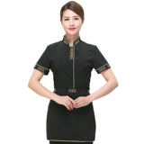 Отец -официант Китайский отель Официант Работая одежда короткая -Женщина -женская женщина в середине банкет