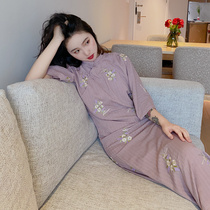 Foothills Homemade Midsummer Cooking Snow > Qipao Qipao New Young Improved Loose Edition Daily Purple One-piece Dress Girl