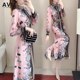 Improved version of cheongsam dress 2022 spring new women's fashion floral chiffon ethnic style skirt temperament