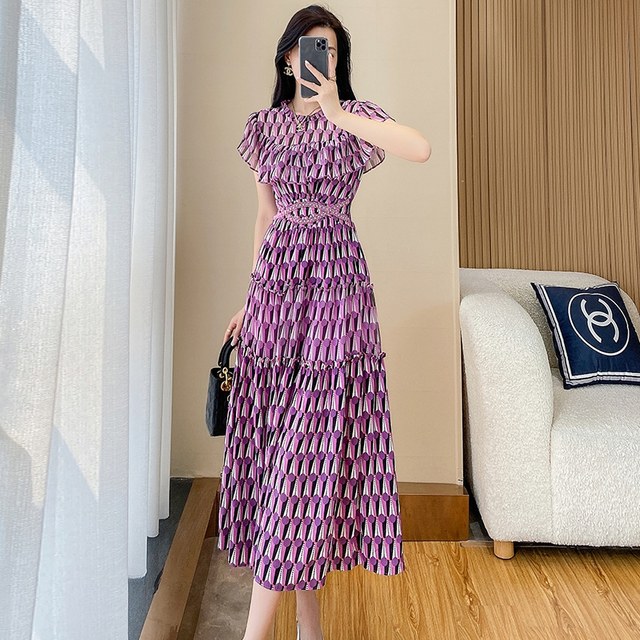 Tea break French floral chiffon dress women's summer 2023 summer new celebrity temperament slim and high-end skirt