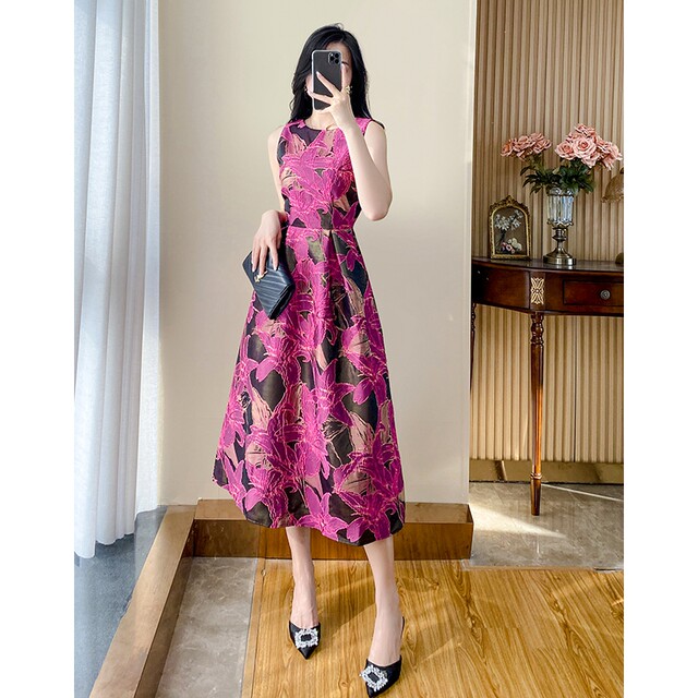 French Floral Dress Women's Summer 2023 Summer New Temperament Ladies Slim Waist High-Level Vest Skirt