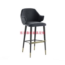 Simple modern light luxury bar chair Nordic bar chair KTV solid wood custom island chair fabric front desk high chair