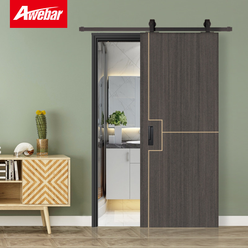 Barn door Kitchen glass sliding door Hanging wheel track custom sliding door Solid wood composite door Bedroom door Art door