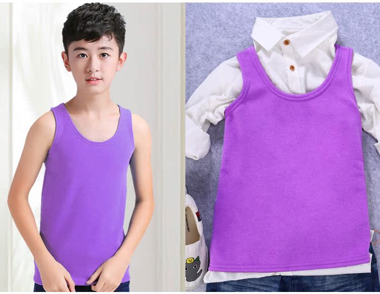 Áo trẻ em của Zhongda đáy quần cộng với nhung dày mặc vest bé trai ấm mùa đông đồ lót sling 9-15 tuổi quần áo cho bé