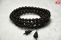 Gloomy gold silk Nanmu small leaf Zhennan Buddha beads 108*0 8 ebony hand string 10000 years carbonized black gold material collection