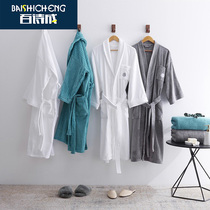 Hotel bathrobes Five-star mens and womens yukata pure cotton nightgown long couple cotton absorbent quick-drying couple bath towel winter