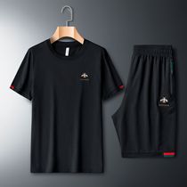 Outdoor Summer New Casual Suit Men Short Sleeve Shorts Embroidery Little Bee T-Shirt Sportswear Two Sets Mano