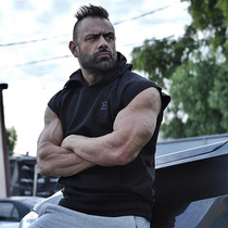 Muscle Mens Brothers Sports Fitness Cotton Machia Thin Section Running Training Sashimi With Cap Sleeveless Machia Riding Suit