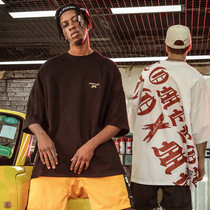 Europe and America OVERIZE personality letter printed short sleeve male street country tide loot round collar half sleeve t-shirt male youth