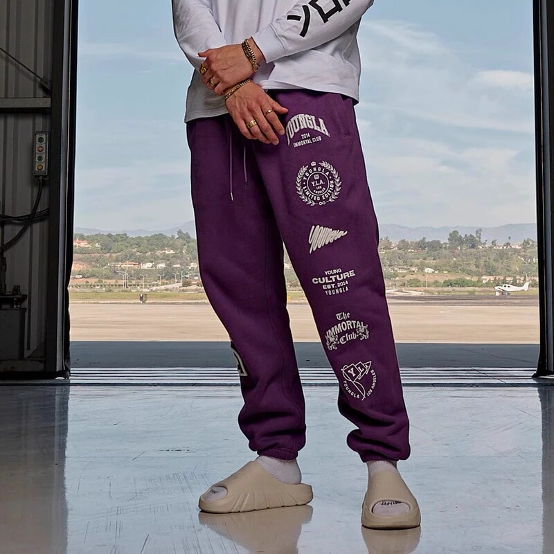 Youngla Jogger Men's Sports Pants Gym Fitness Casual Long Pants Cotton Printed Jogger Pants
