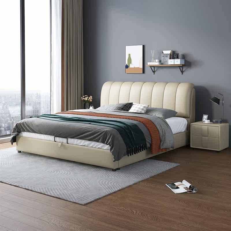 Light Extravagant Leather Bed Modern Minimalist Wedding Bed Storage High Box Bed 1 8 m Main Sleeper Metal Double Bed 1 5 m Small family