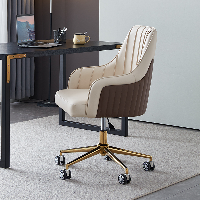 Light Luxury Executive Chair, Genuine Leather Desk Chair, Makeup Chair, Dressing Chair, Adjustable Swivel Chair, Computer Chair, Comfortable for Home Use