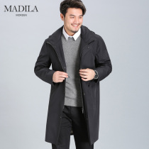 Martella 2021 spring new fashion jacket cotton mens long spring medium long hooded trench coat men