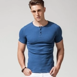 Летняя эластичная черная хлопковая футболка, короткий рукав, облегающий крой, круглый воротник