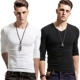 Круглая шея белая десять v -neck black