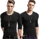 Круглая шея черная десять V -neck Black