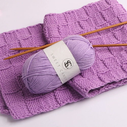 Сиреневая цветная шерстяная плетеная шапка ручной работы, жилет, шарф, из ворсистого хлопка