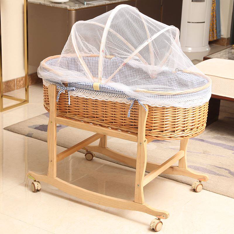 Baby cradle bed, cradle sleeping basket portable car-carrying handbaby basket newborn baby vine bed cache