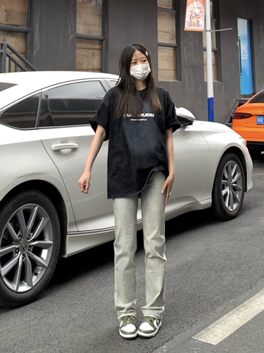 纯哥家 Джинсы, весенние эластичные штаны, тренд сезона, высокая талия, свободный прямой крой