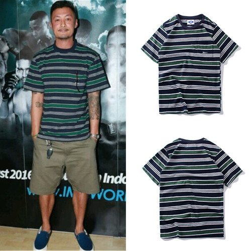 Harbor craze Summer Yu Wenle Men's T-shirt short sleeve men t-shirt striped round collar half sleeve int-shirt half sleeve male