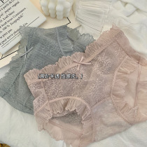 Sexy briefs womens new 2022 exploits lace sweet summer thin lady mid-waist girl big code pure cotton crotch