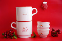 Christmas ceramic mug stacked Cup cute snowman mini bowl Korean Coffee Milk Cup holiday gift Cup