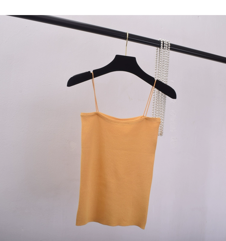 GG Slim không tay Back phiên bản hàng đầu Hàn Quốc của áo sơ mi kẻ sọc hoang dã chic nữ mùa hè mặc vest sinh viên ngắn