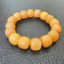Pure natural yellow dragon jade oil yellow old-style beads 12 bracelets with good oiliness for men and women literary and national style couple bracelets value