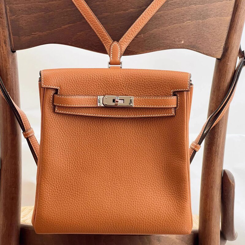 Purely Handmade Waxed Thread 2025 New Style Backpack Imported Tc Leather Lychee Pattern School Bag Commuter Genuine Leather Women's Bag Kelly Bag