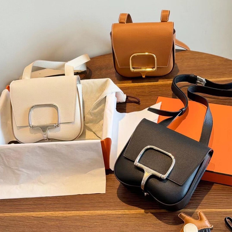 New Handmade Waxed Leather Imported Epsom Leather Saddle Bag Genuine Leather Women's Bag Single Shoulder Crossbody Versatile New Handmade Waxed Leather Imported Epsom Leather Saddle Bag Genuine Leather Women's Bag Single Shoulder Crossbody Versatile