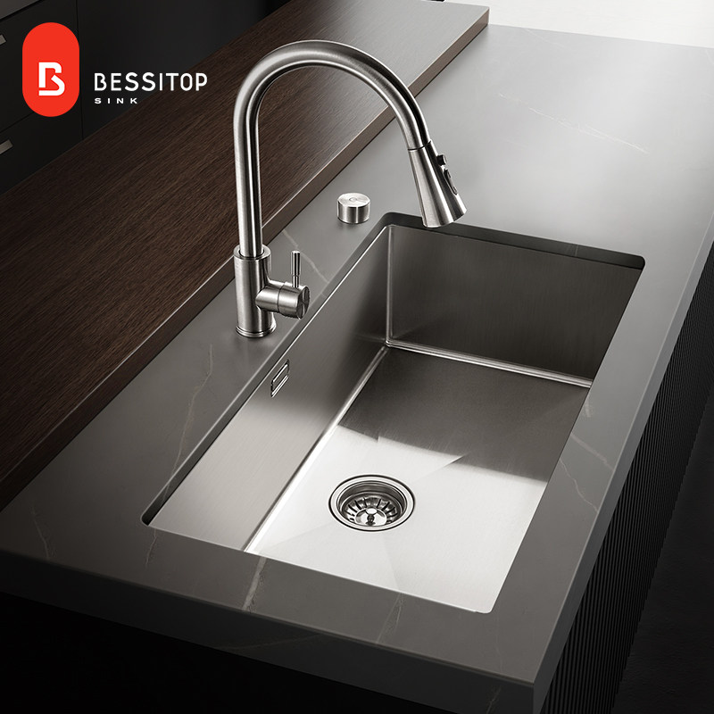 Beishide 304 stainless steel sink single-slot kitchen washbasin embedded sink under-counter basin pool size