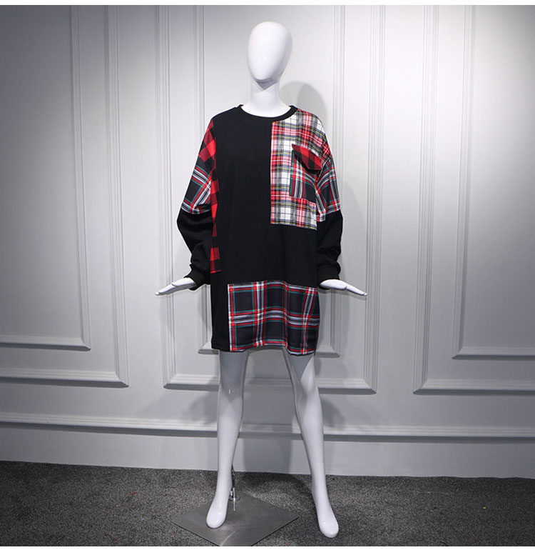 秋李诗颖同款格子宽松卫衣服蝙蝠衫甜蜜暴击关