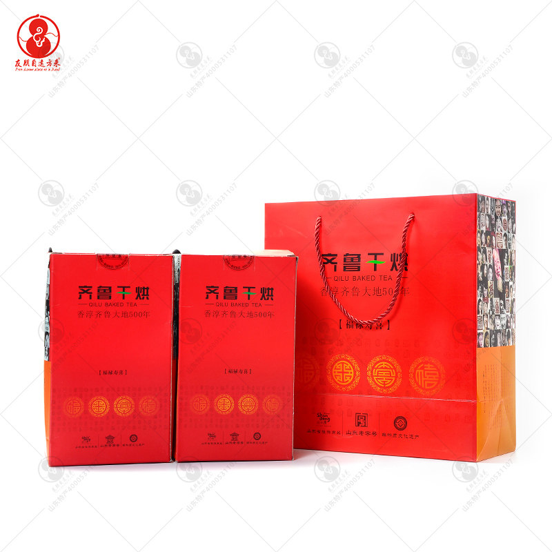 Shandong specialty tea Laiwu old dry-baked Laiwu dry-baked tea Fushou gift box 900g in two boxes