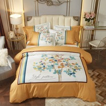 Chinese style four-piece cotton cotton bedding double quilt cover sheets style summer quilt home stay kit