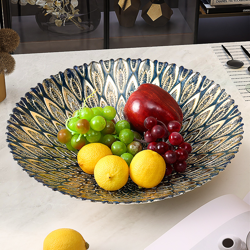 Glass Fruit Pan Light Lavish Style Upscale Living Room Tea Table Home Water Fruit Basket Snacks Putting Pan 2023 New Dishes-Taobao