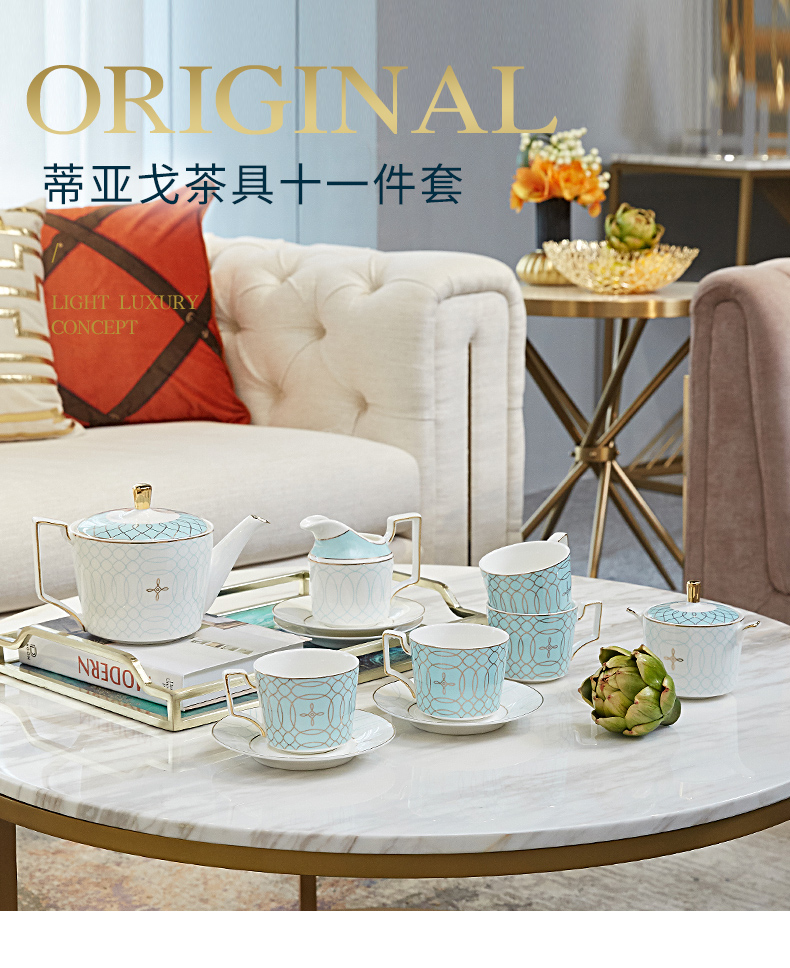 Ceramic tea set home European cup household contracted sitting room tea table model between coffee cup light luxuries