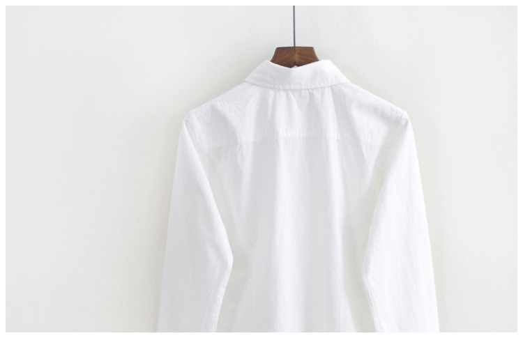 Áo nhung dày ấm áp mùa thu mới cotton cổ áo sơ mi trắng tay dài phong cách Hàn Quốc Áo sơ mi mỏng đáy kinh doanh mặc sơ mi cổ trụ
