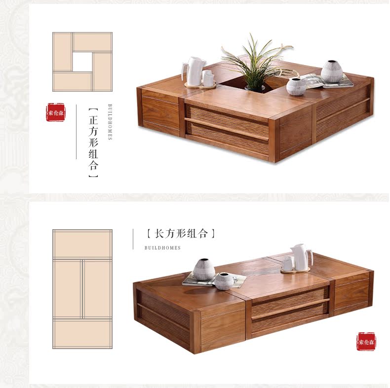 Sorensen phong cách Đông Nam Á bàn cà phê gỗ rắn 1 m 2 kết hợp bàn trà trầu không mới nội thất phòng khách Trung Quốc - Bàn trà bàn sofa mặt kính