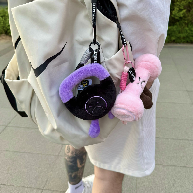 Bxlt Fitness Accessory Pendant Niche Trendy Keychain Creative Dumbbell Kettlebell Plush Toy Bag Accessory