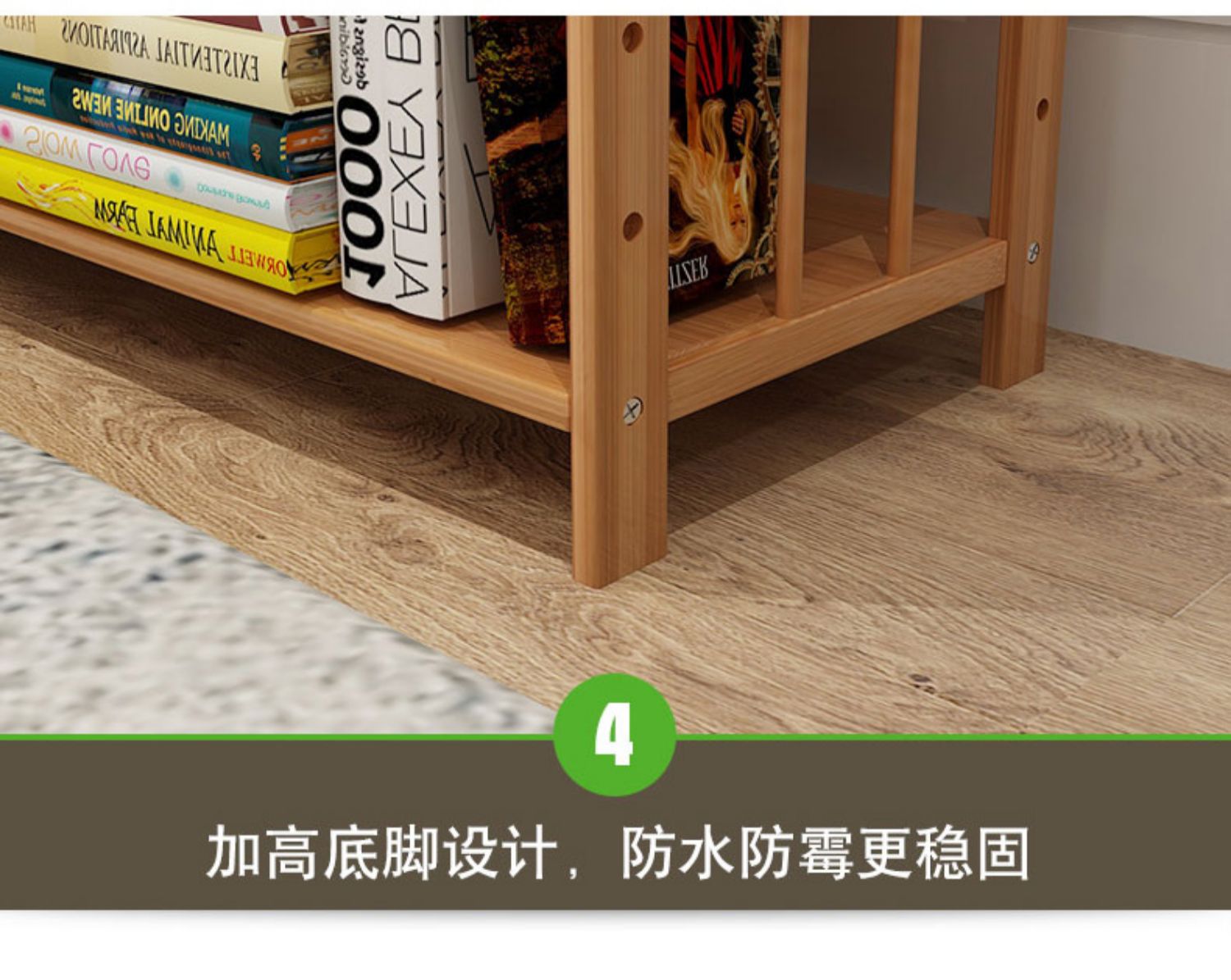 Giá sách sàn đơn giản kệ sách kệ sách đơn giản hiện đại bàn gỗ rắn sinh viên với kệ tre kinh tế - Kệ kệ sách