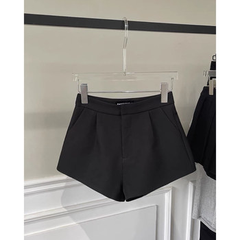 Black high waist suit wide leg shorts