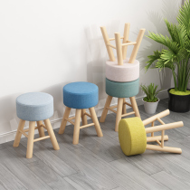 Creative small stool solid wood dining stool square stool round stool cloth dressing stool makeup stool wooden bench home stool high stool