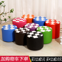 Solid Wood low stool living room sofa coffee table stool changing shoe stool home small bench cartoon leather Pier round stool leather stool seat