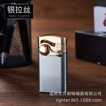 Windproof inflatable lighter straight into blue flame mens swing arm metal swing arm business