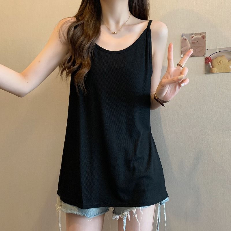 Plus Size 150kg Large Size Camisole with Beautiful Back Design, Mid-Length, Loose Fit, Slimming, Sleeveless Summer Top for Women