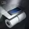 Solid copper double tissue holder Toilet paper holder Powder room mobile phone shelf Silver toilet paper holder Tissue box free hole