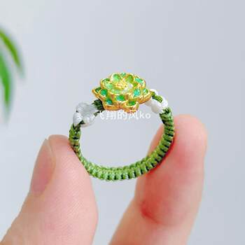 Haoyun lotus enamel green national style braided rope lotus ring temple scenic spot cultural and creative gifts