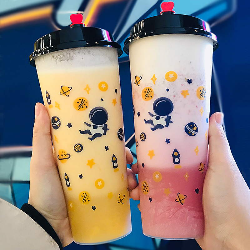 90 caliber disposable injection molded Cup commercial frosted cup Starry Sky milk tea cup cold drink juice cup with lid 500